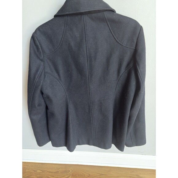 Vintage Guess Womens  SZ LG Pea Coat Double Breasted Black Wool Blend Jacket - Picture 5 of 14